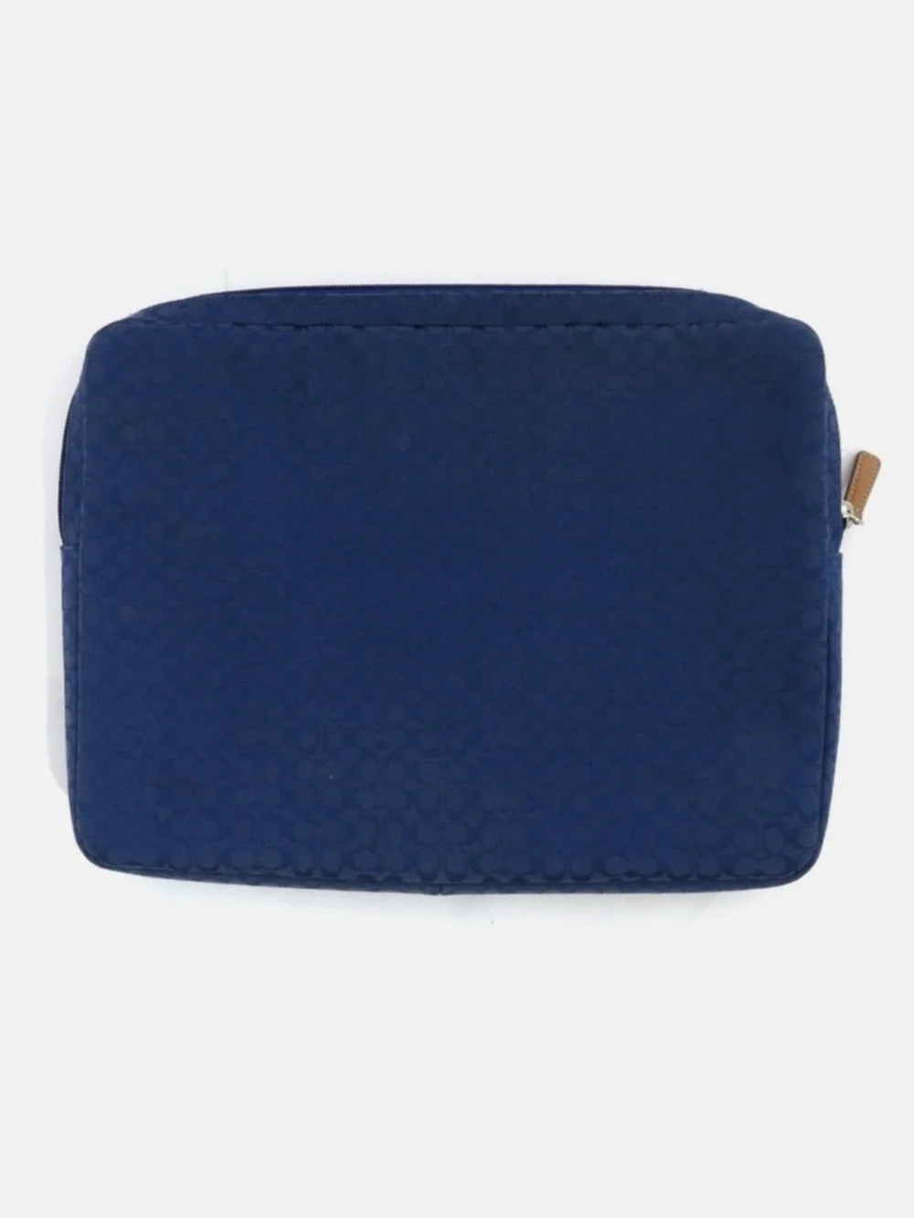 Coach Navy Laptop Sleeve with Tan Center Stripe